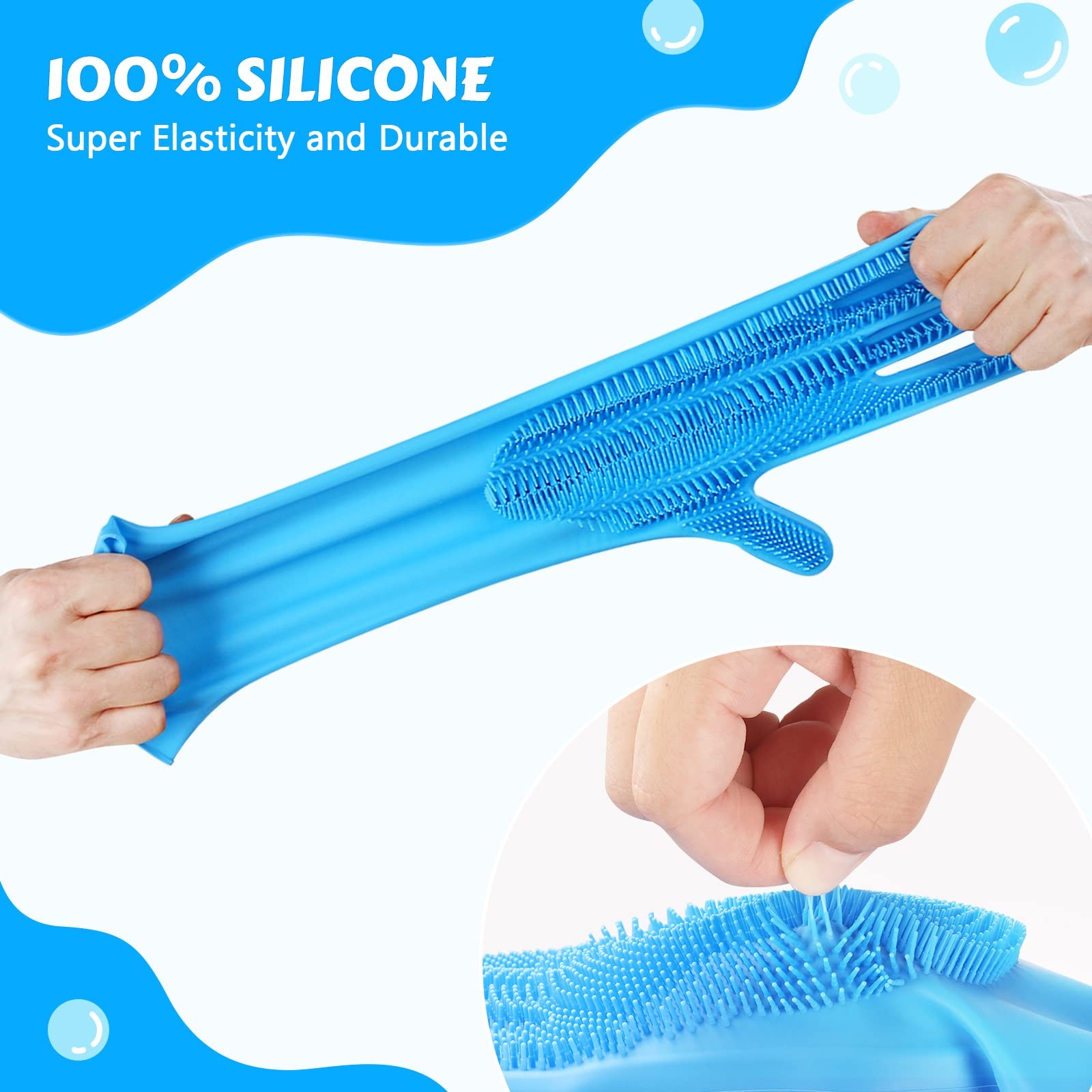Pecute Pet Grooming Gloves - Heat Resistant Silicone with Medium, Blue