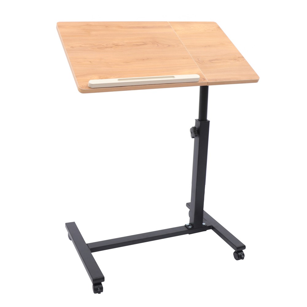 Rolling Laptop Desk Mobile Computer Stand Bed Side Table Adjustable Office Desk