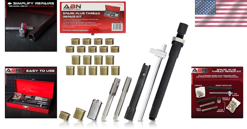 Complete 14mm Rethreading Tool Set for Spark Plug Thread Repair - Heavy Duty