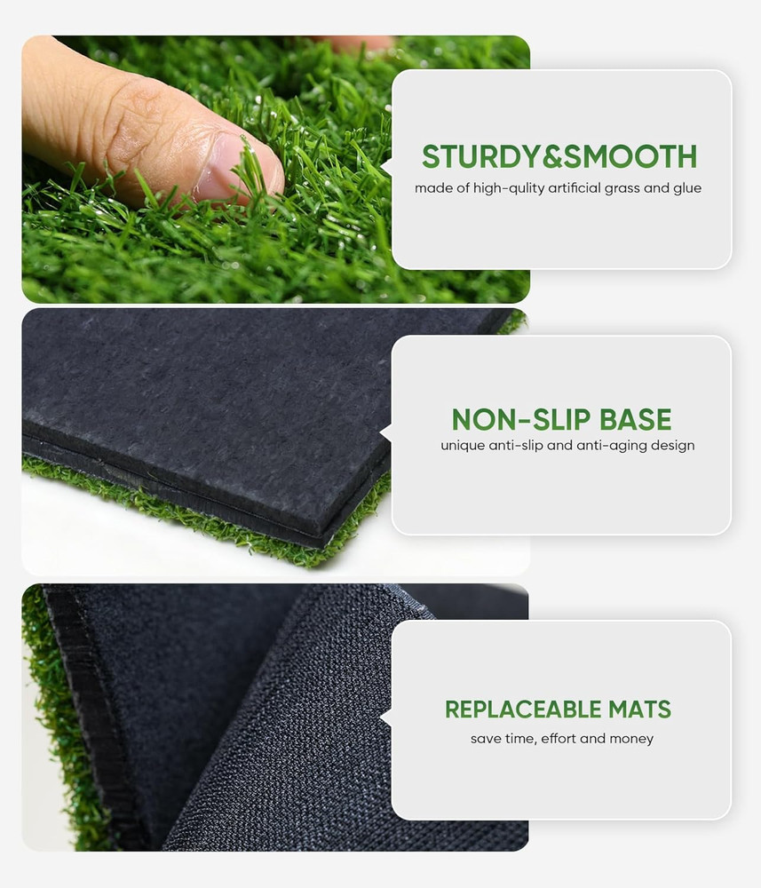 Golf Hitting Mat System Includes Bunker, Fairway and Rough Replaceable Mat, Comp