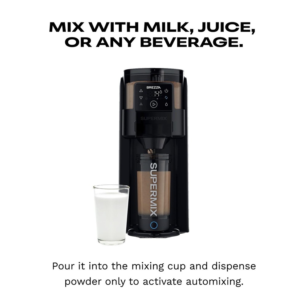BREZZA Supermix Automatic Protein Shake Maker – Electric Powder Dispenser