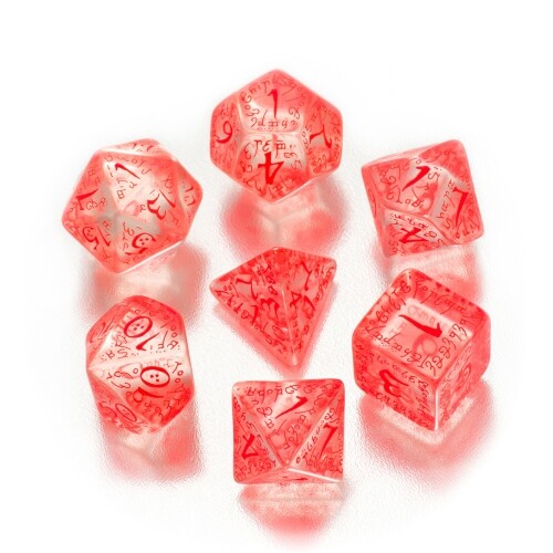 Elven Dice - 7 Piece - Transparent And Red