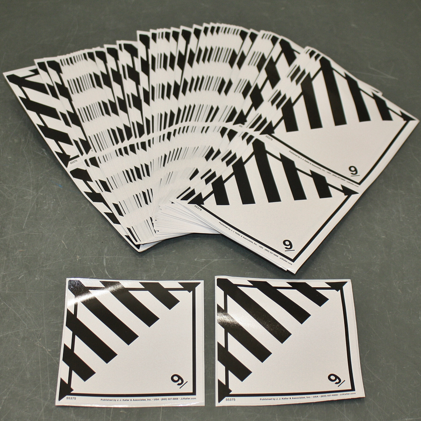(100) JJ Keller DOT Hazmat Class 9 Label 55375, 4" Square Paper Shipping Sticker