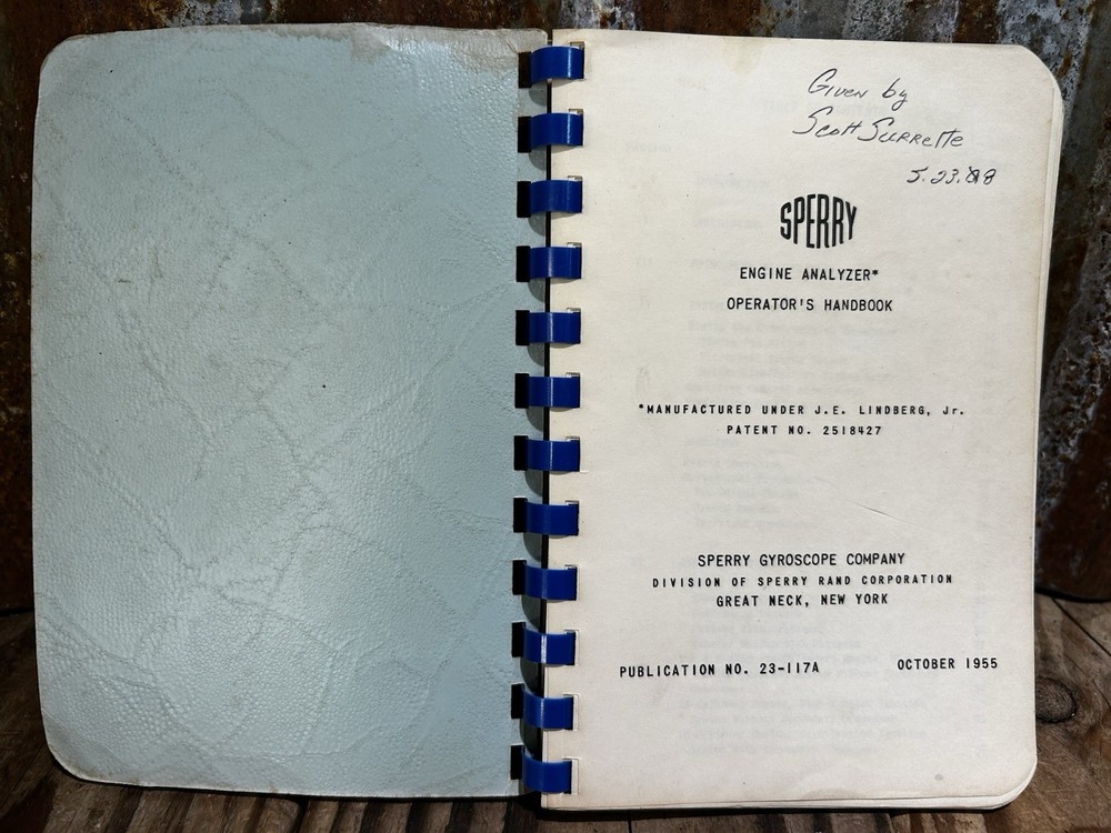 1955 Sperry Engine Analyzer Operator's Handbook Airplane Piston Engine