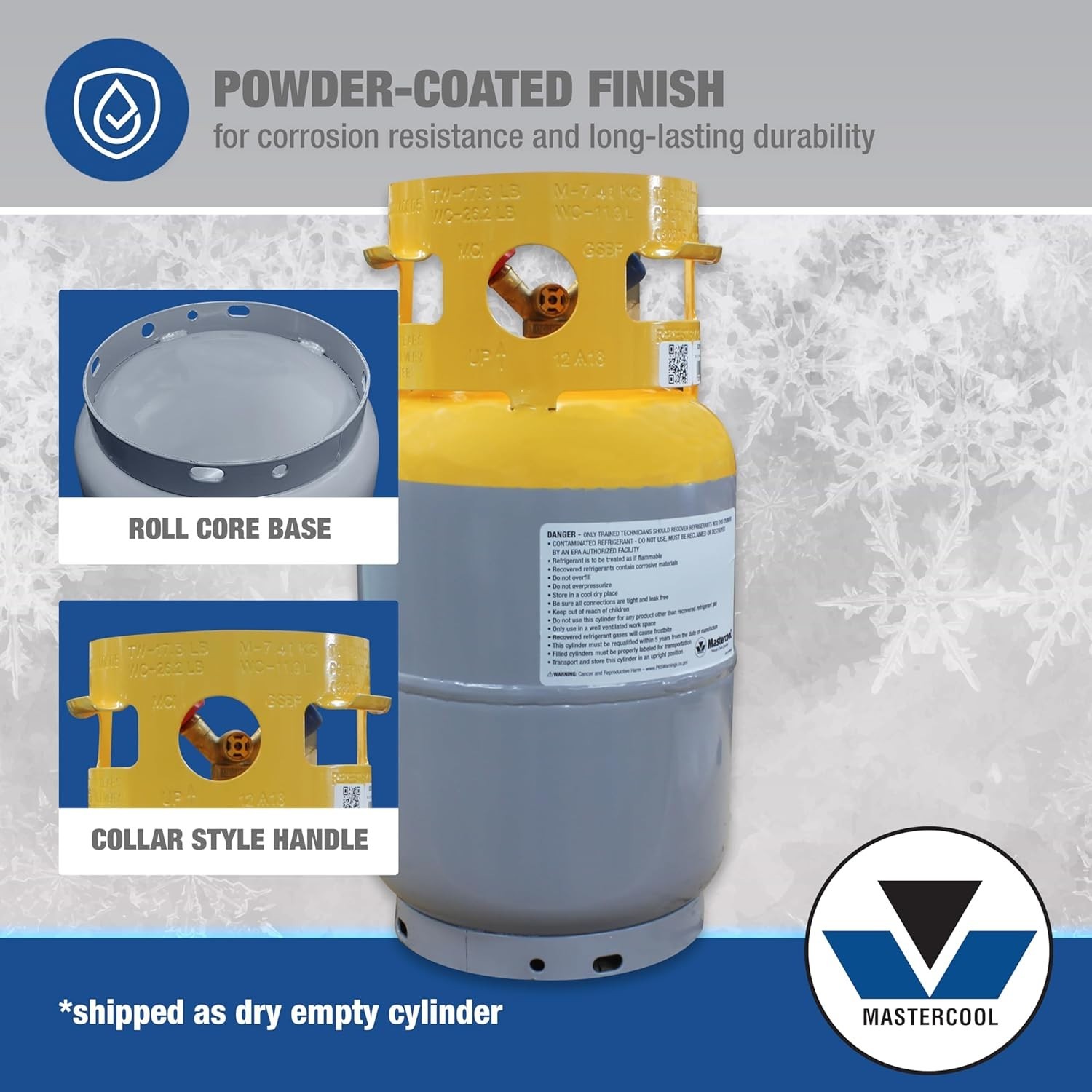 Mastercool 62010, 30lb Refrigerant Cylinder, DOT Safe, 1/4” FL,M Ports