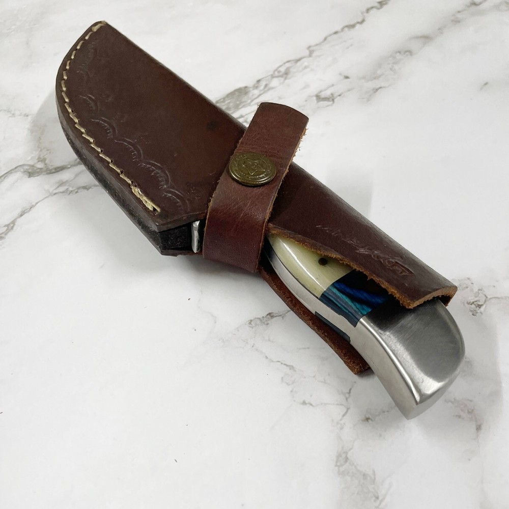 Handmade 8 inch Full Tang Knife with Sheath, Multicolor Handle
