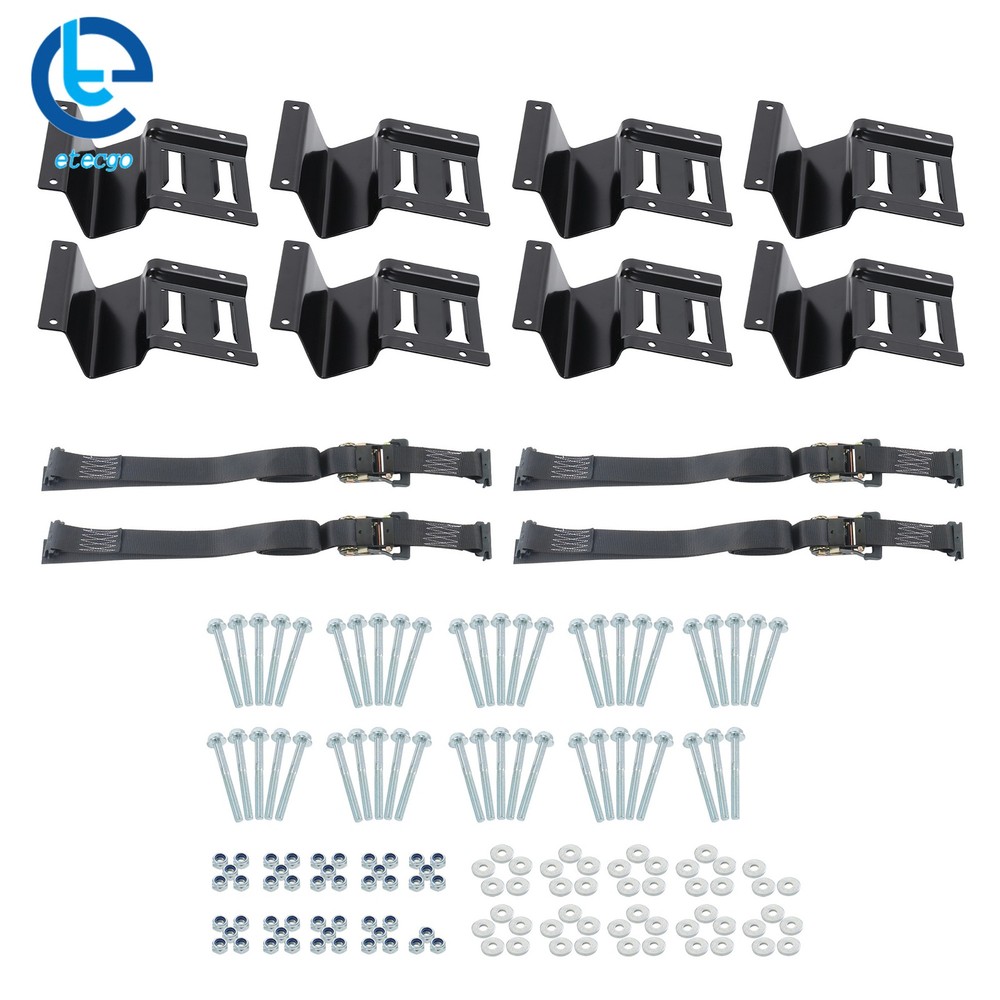 Black Wheel Chock and Ratchet Strap Bundle 2 Sets 9ft With Storage Bag For Van