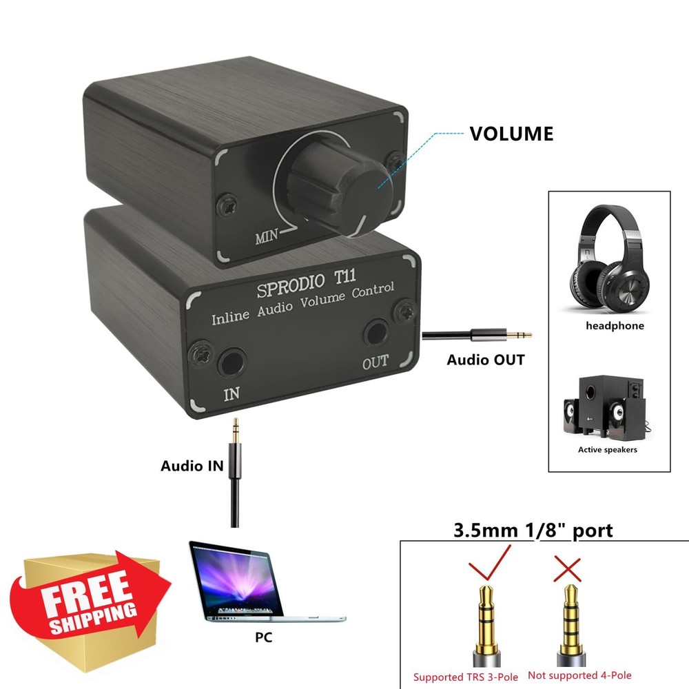SPRODIO 3.5mm Audio Volume Controller Inline Attenuator Knob