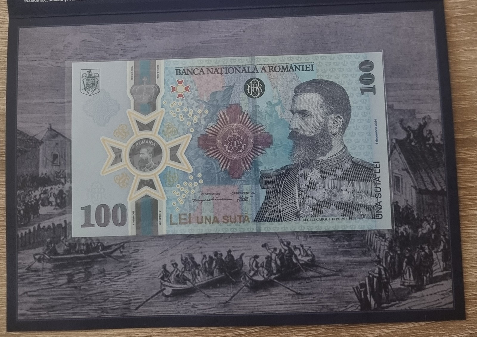 Romania 100 Lei 2024 UNC Banknote | King Carol I 185 Years | w/ Folder