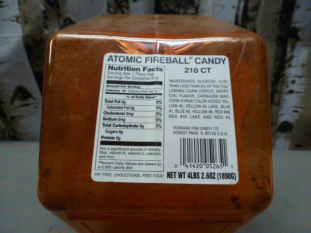 (C) VTG EMPTY Atomic Fireball Pan Ferrara Candy Counter Jar, Plastic Container