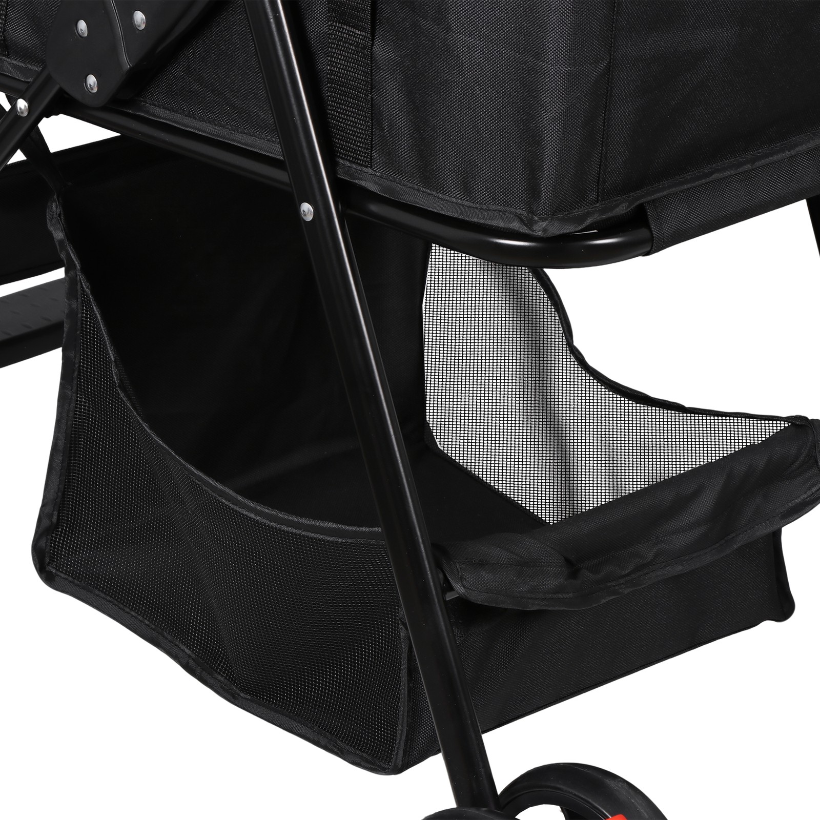 Pet Stroller Foldable Dog Cat Jogger Stroller w/4 Wheels Detachable Basket Black