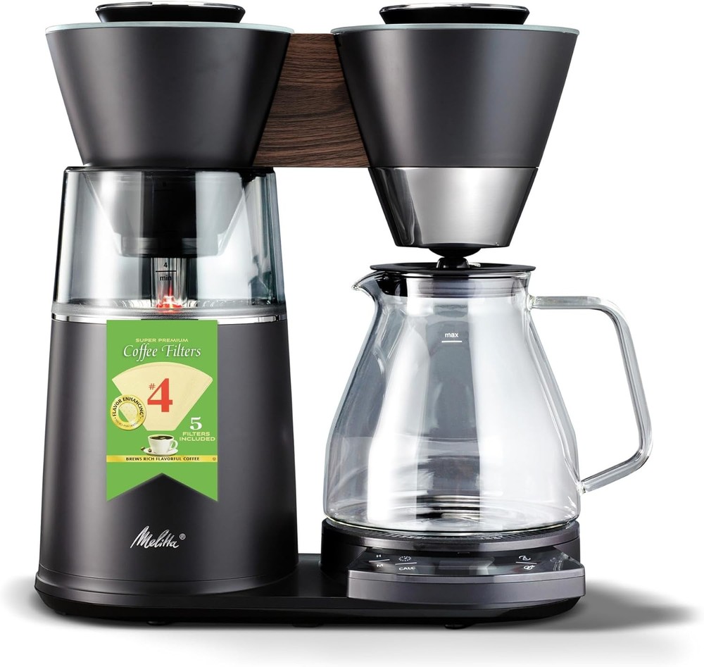 Melitta Vision 12-Cup Programmable Drip Coffee Maker with 5-Pack Filters - Black