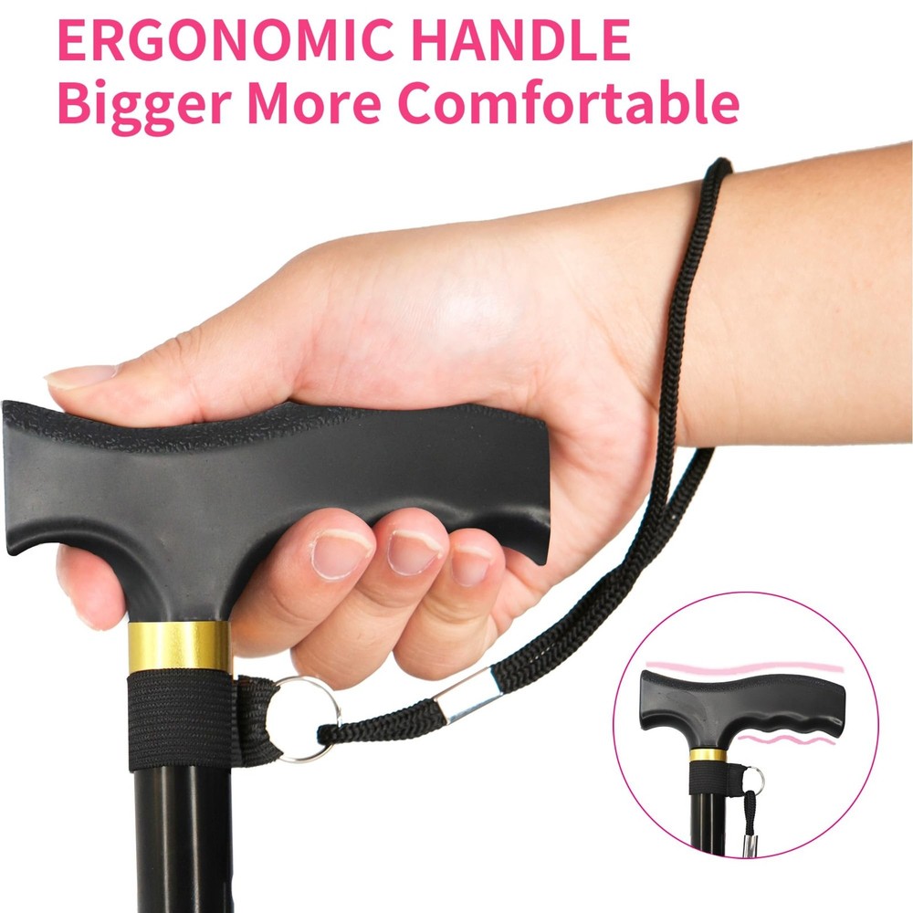 Folding Cane, 5-Level Adjustable Height Lightweight Portable Foldable Walking...