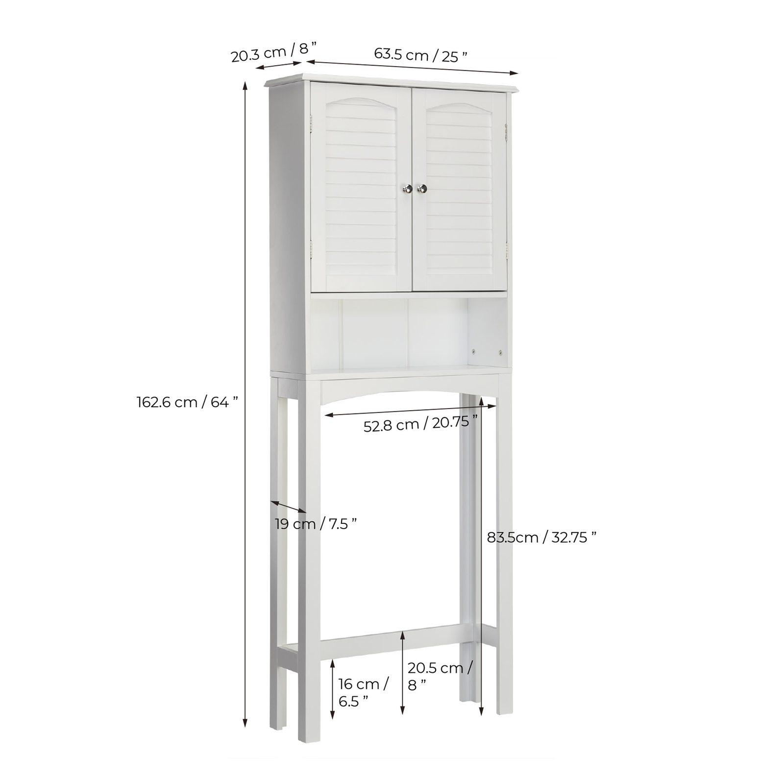 Teamson Home Louis Wooden Space Saver Shutter Style Doors White ELG-672