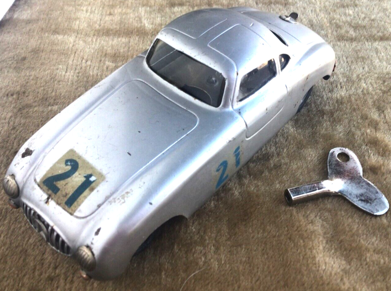 Dux Auto-Dux Clockwork Mercedes 300SL Pan-American 1950s Vtg Wind Up Car w/ Key