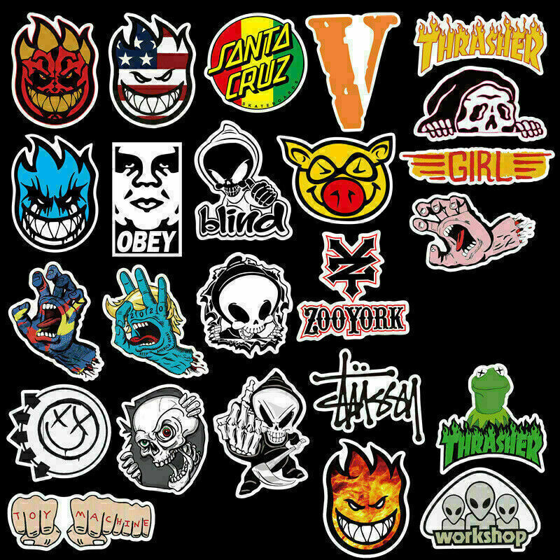 100 Pack Skateboard Stickers Bomb Luggage Laptop Graffiti Tide Brand Decals Lot