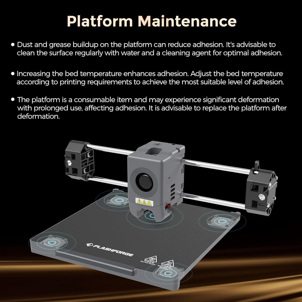 Adventurer 5M Series Smooth PEI Platform, Tool-Free Model Removal, Automatic Sep