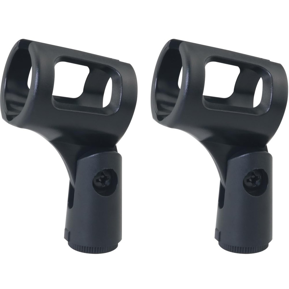 Adjustable Angle Microphone Stand Clip Head Plastic Holder for Mic 2 PCS