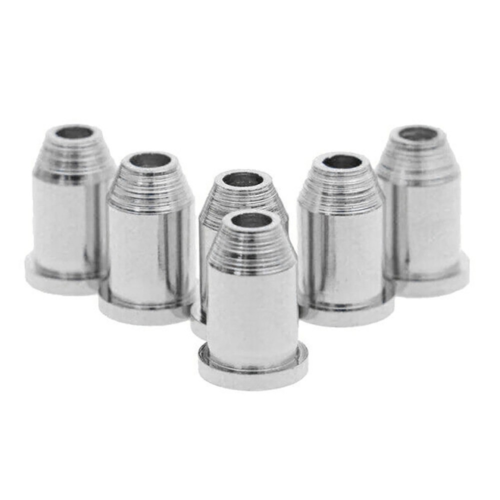 6x Chrome Guitar String Through Body Ferrule 1/4" String Ferrules 10mm Length