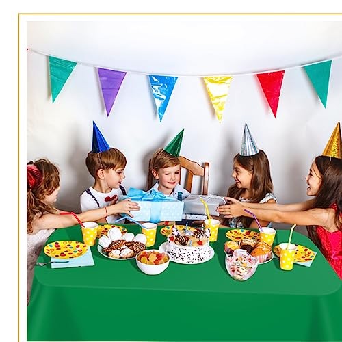 6 Pack Plastic Table Cloth 54" x 108", Disposable Tablecloths Rectangle Green