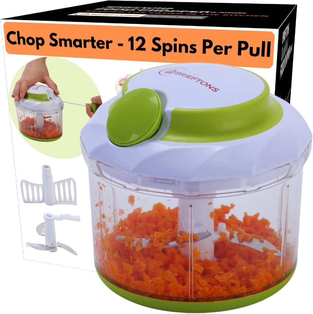 Quickpull Manual Food Chopper: Large 4-Cup Powerful Hand Pull Chopper