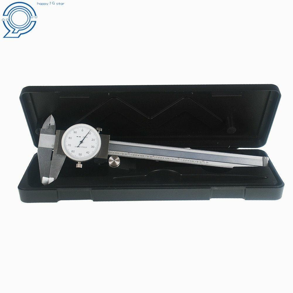 6 Inch Dial Caliper Stainless Steel Shockproof Gauge 0.001" Of One Inch.