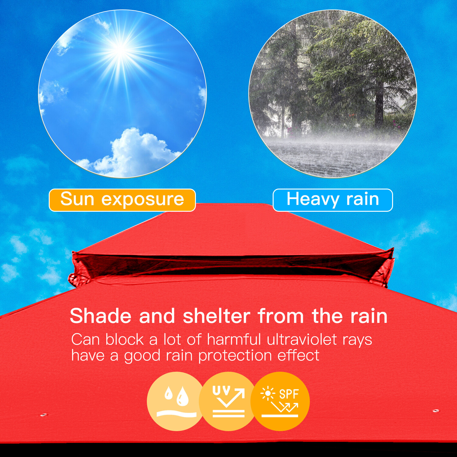 10'x10' Outdoor Pop-Up Canopy Tent, Waterproof Heavy Duty Gazebo w/ 2 Sidewalls