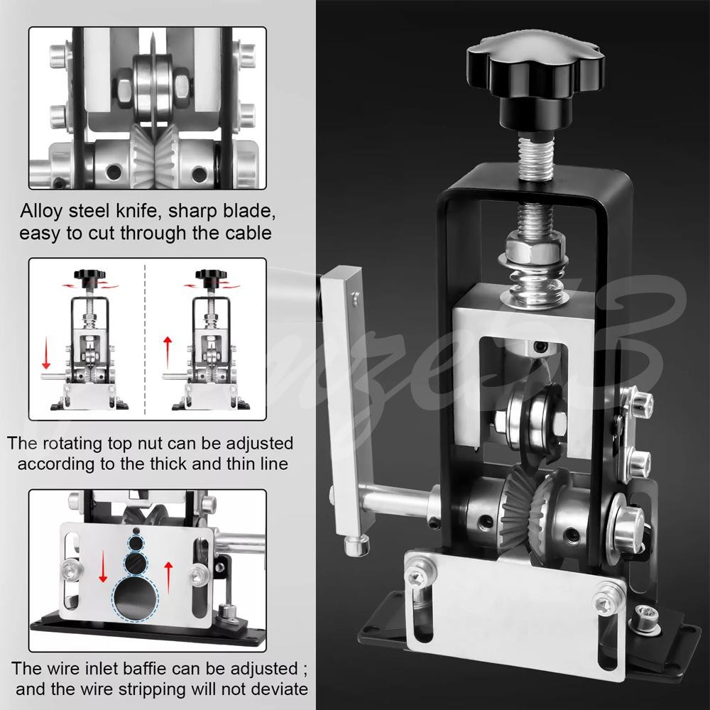 Manual Wire Stripping Machine Drill Powered Hand Crank Wire Stripper Tool 1-25MM