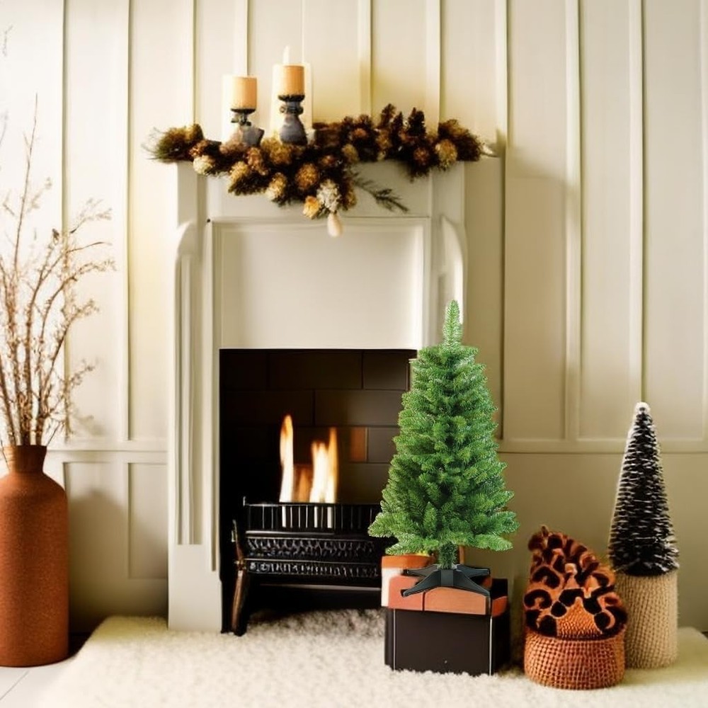 Stunning 3FT Artificial Pine Tree - 160 Tips & Warm White Lights for Festivity