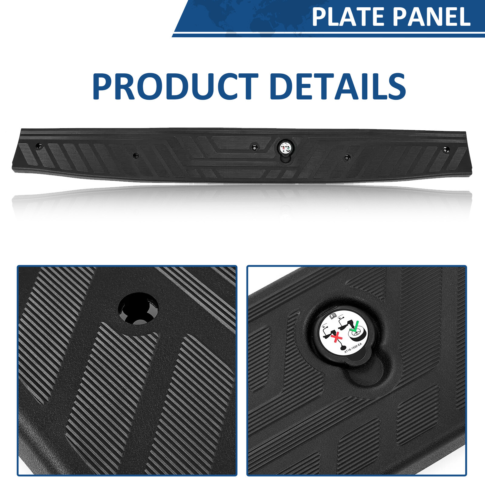 For Ford Transit-150 2015-23 Rear Door Plate Panel Step Bumper Pad Tailgate Trim