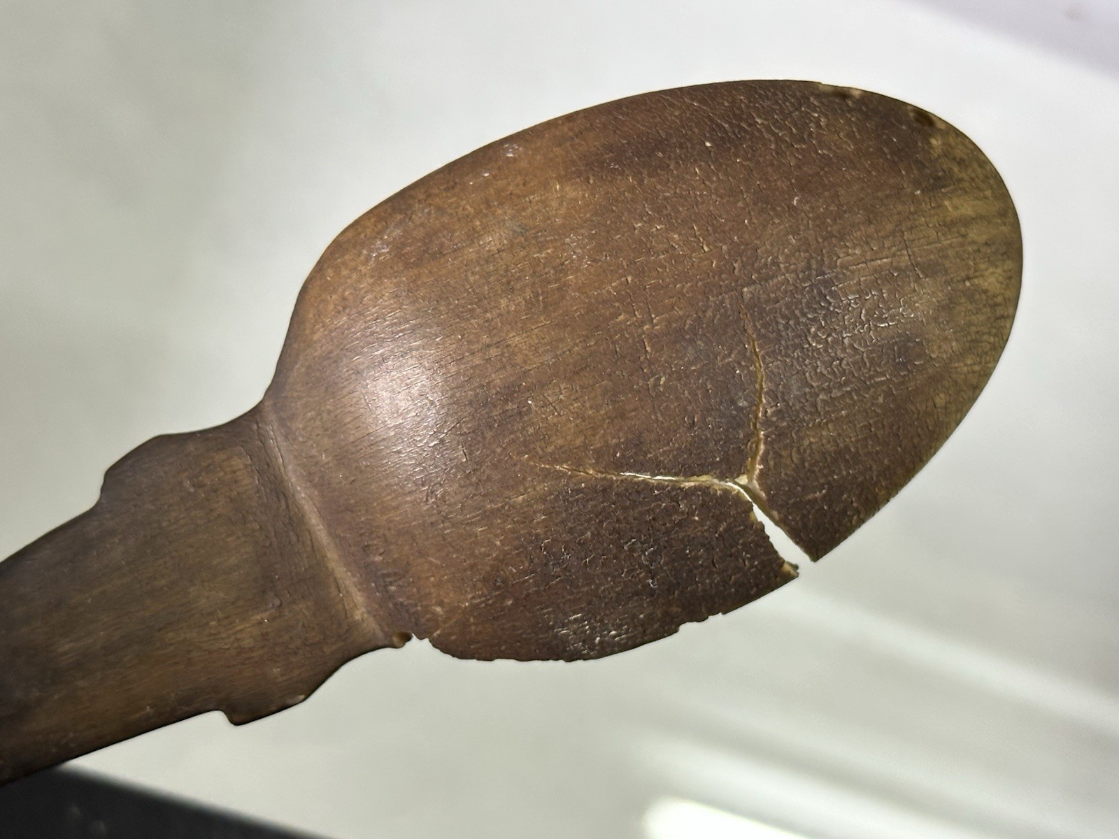 19th C Native American Plains Indian Sioux Carved Horn Spoon Scoop Ladle 10 1/4”