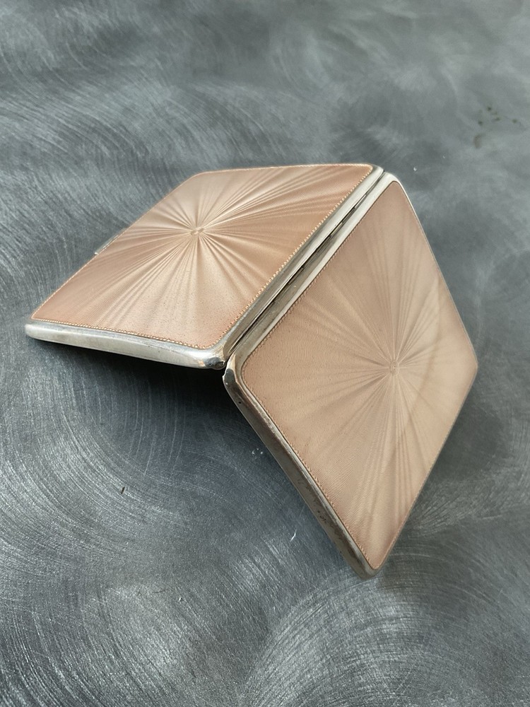 RARE SOLID SILVER DOUBLE SIDED ENAMEL CIGARETTE CASE MAPPIN & WEBB B’HAM 1937