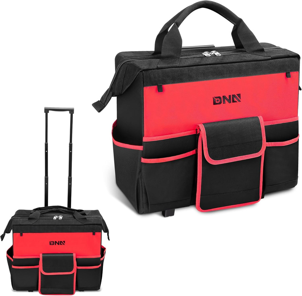18In Canvas Rolling Tool Bag, Telescoping Handle 600D Large Roller Tool Bag, Too