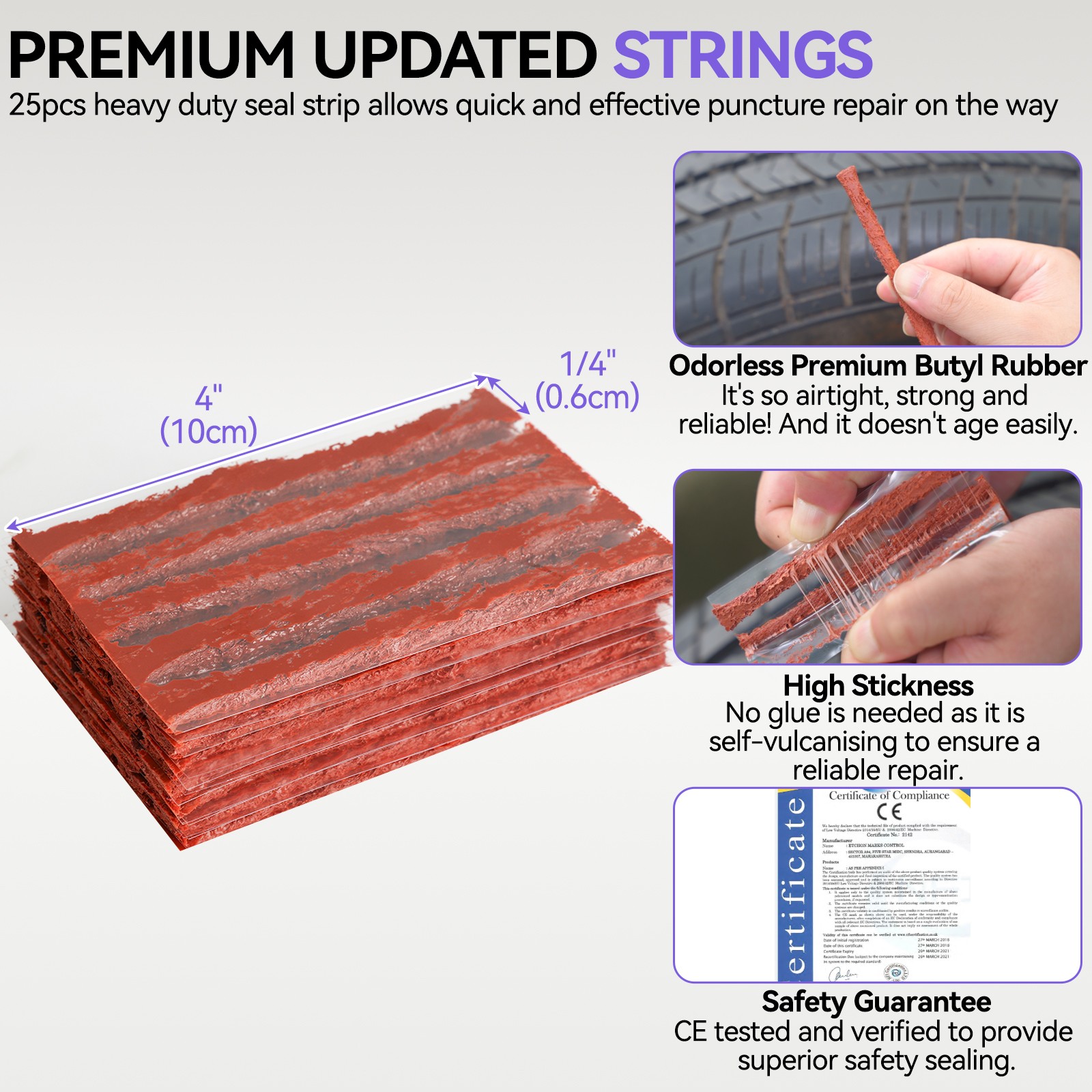 75PCS Tire-Puncture Repair Kit Heavy Duty Offroad Plugs For Tubeless Tire US