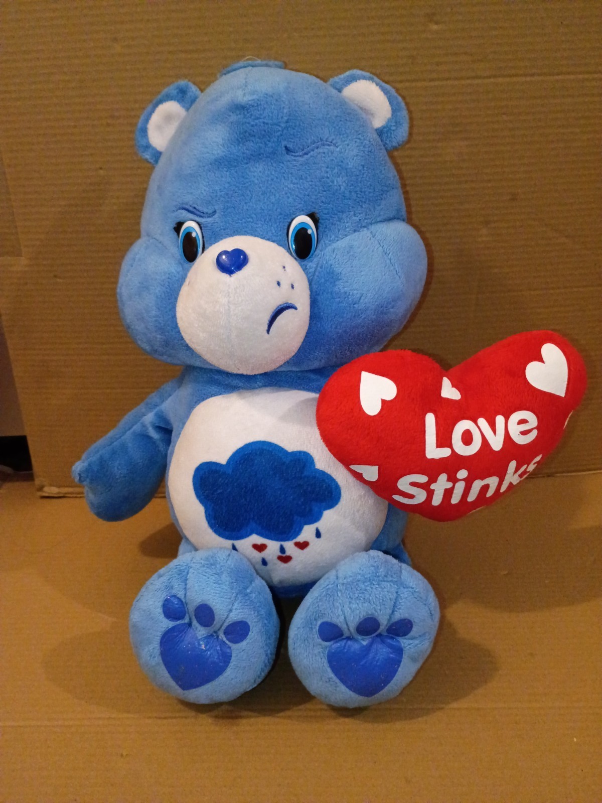 Care Bears 2015 Retired Valentine's Grumpy Bear Love Stinks Very Rare 12" Plush.