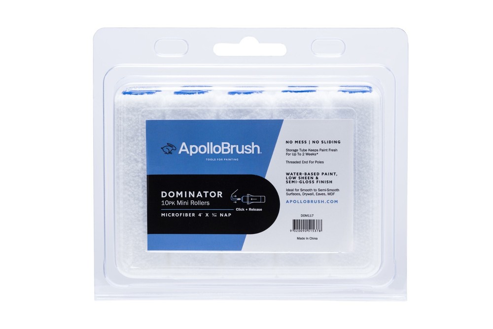 Apollo Brush Dominator Series Microfiber 3/16 Inch Click + Release Mini Rollers
