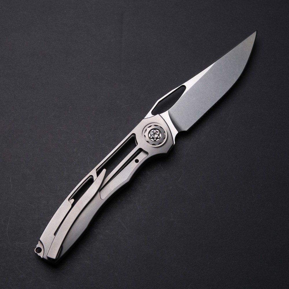 Eutsler Custom Knives DUK - Skeletonized Titanium / Windowed CPM154 Blade