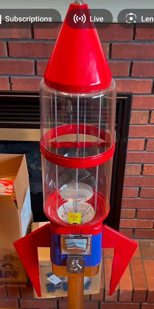 25 cent Rocket gumball machine
