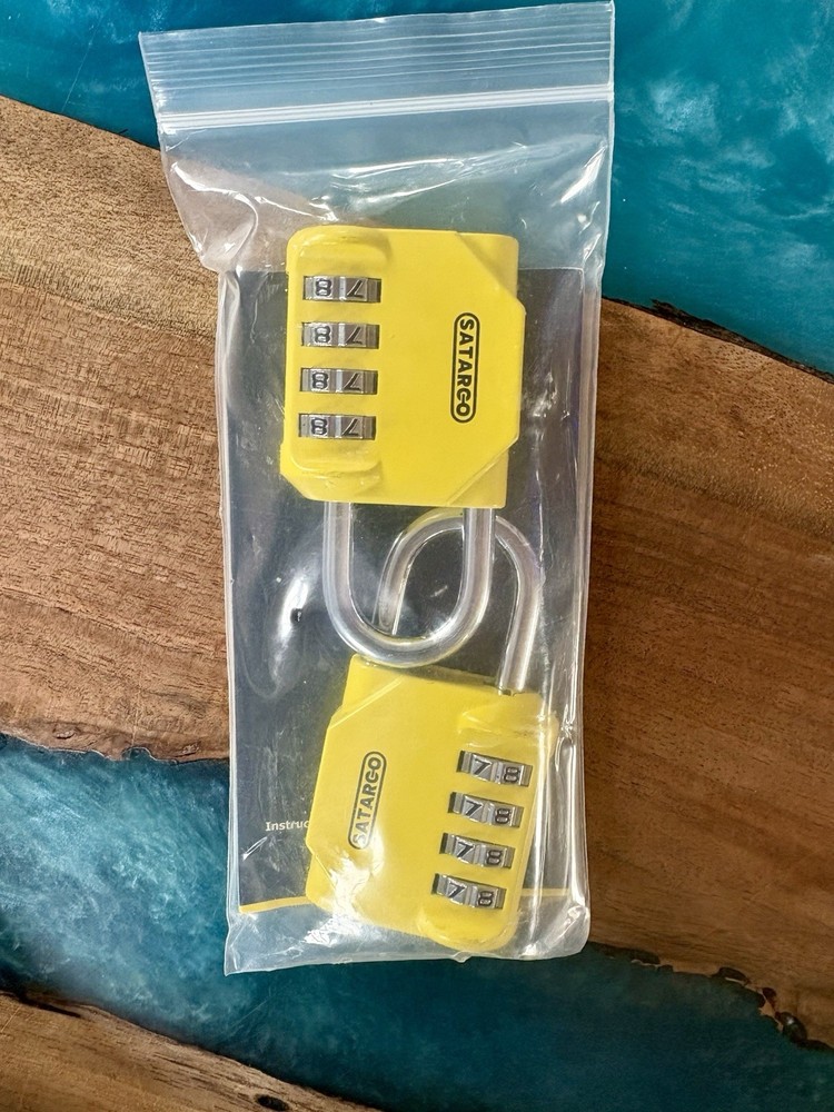 SATARGO 4 Digit Combination Lock 2 Pack Yellow New