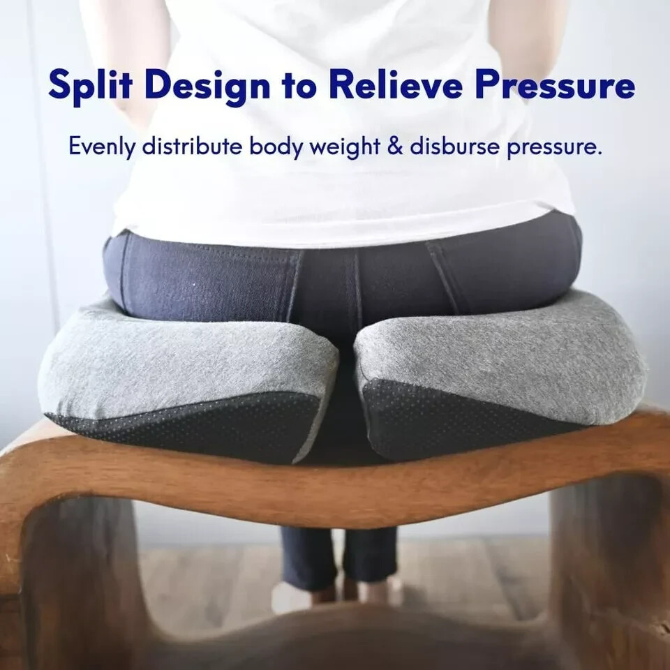Cushion Lab Pressure Relief Seat Cushion and Extra Dense Lumbar Pillow Grey