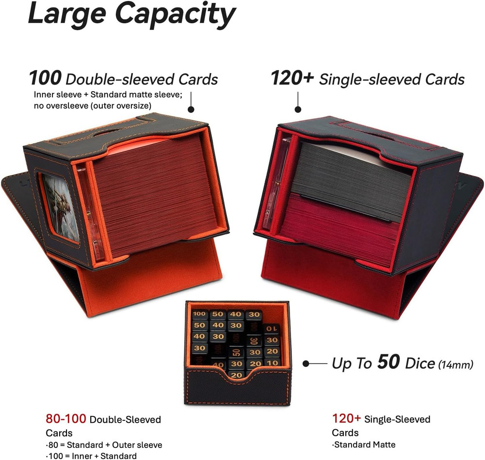 Card Deck Box for MTG Commander - Patented Design, Commander Display, Fits 100 D