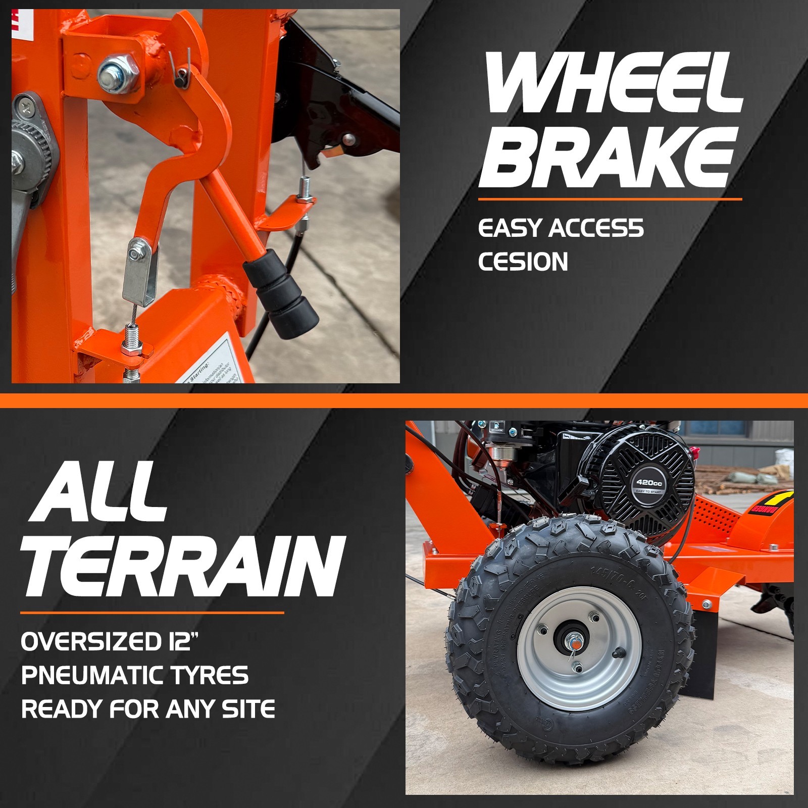 15HP Stump Grinder,15'' Cutting Height/10'' Cutting Depth 420cc Free Ship