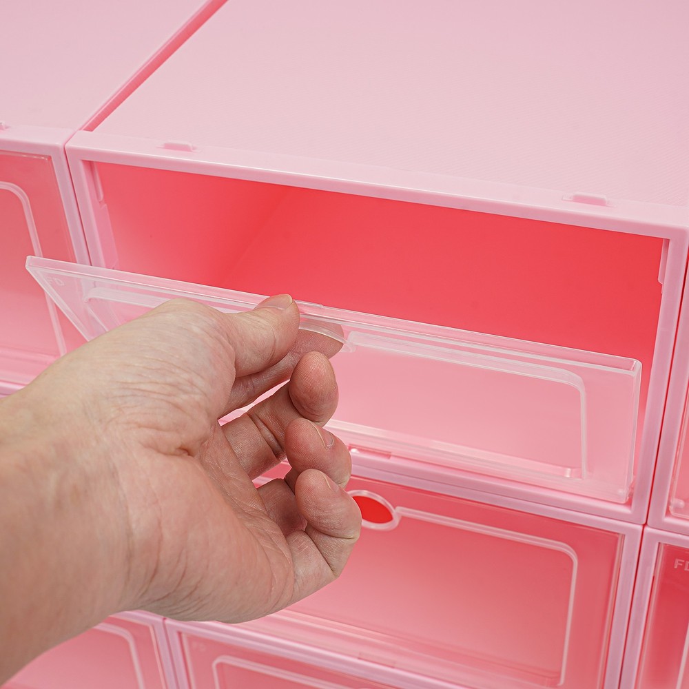 24 Pack Shoe Storage Boxes With Clear Flip Lid, Stackable Shoe Storage Organizer