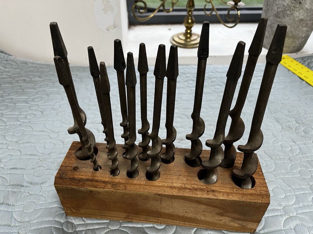 Vintage Irwin Premium Complete 14 Pc Set, Auger Hand Drill Brace Bits