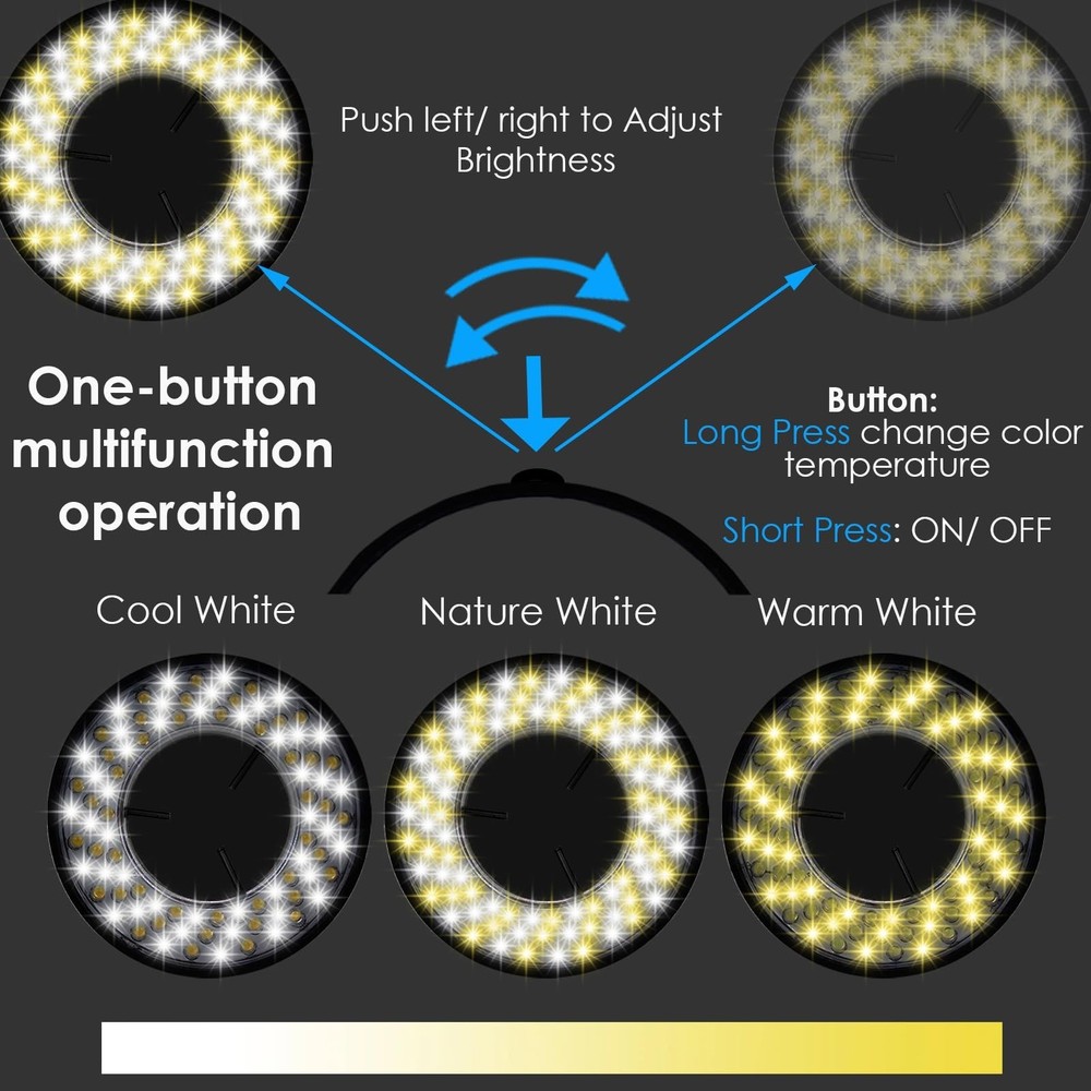 Light Microscope LED Ring Illuminator, USB Adjustable LED Ring Light for Indu...