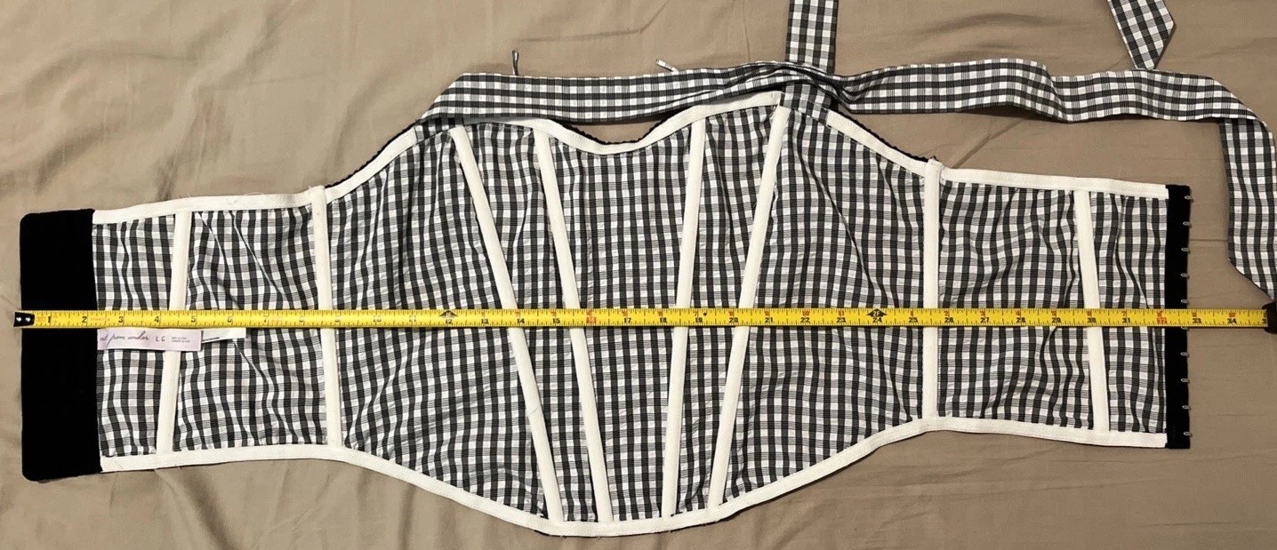 Out From Under Betty Gingham Corset Top Large Boned Black/White Western Romantic