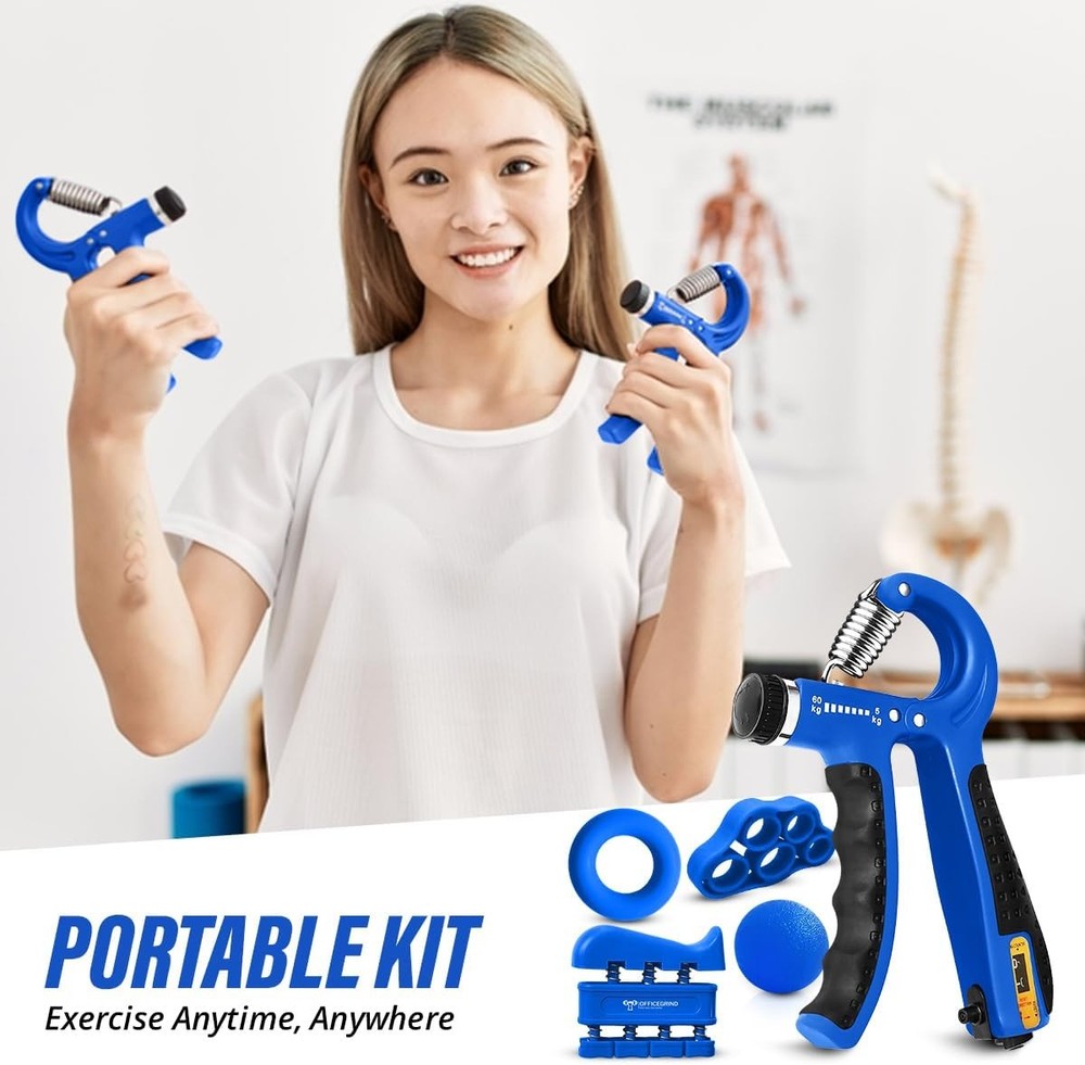 Grip Strength Trainer Kit with Finger Exerciser, Stretcher, Forearm...