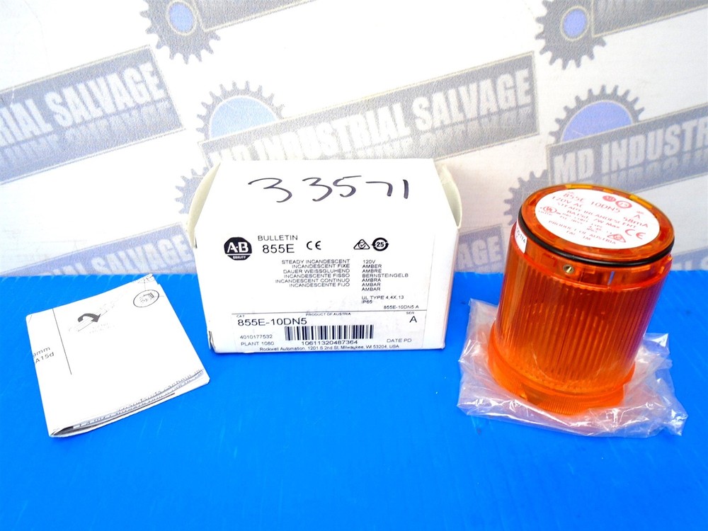 ALLEN-BRADLEY - 855E-10DN5 - 50mm AMBER STACK LIGHT MODULE -120V - (NEW in BOX)