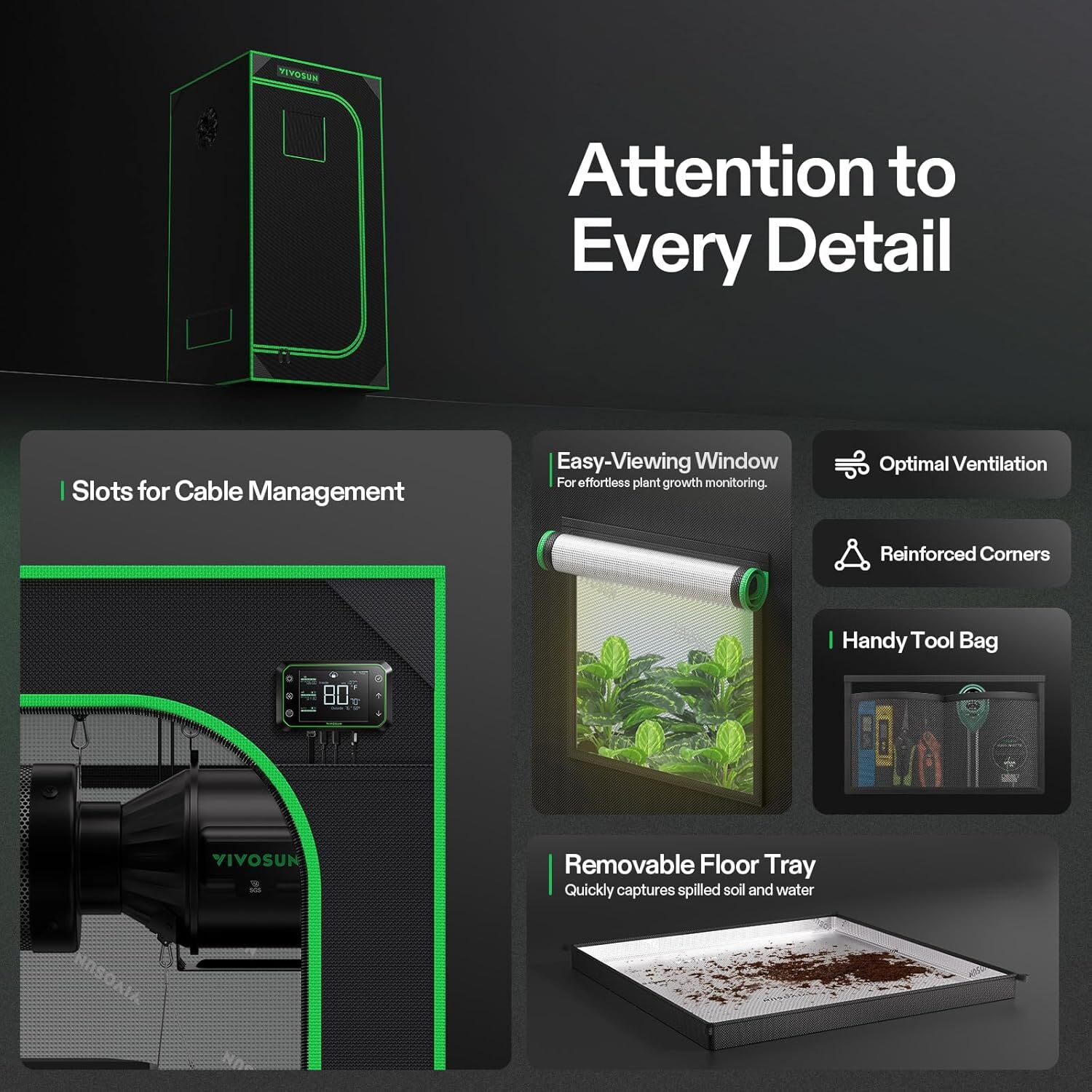 VIVOSUN 2X2ft Indoor Grow Tent Kit VS1000E LED Grow Light & 4" Inline Duct Fan