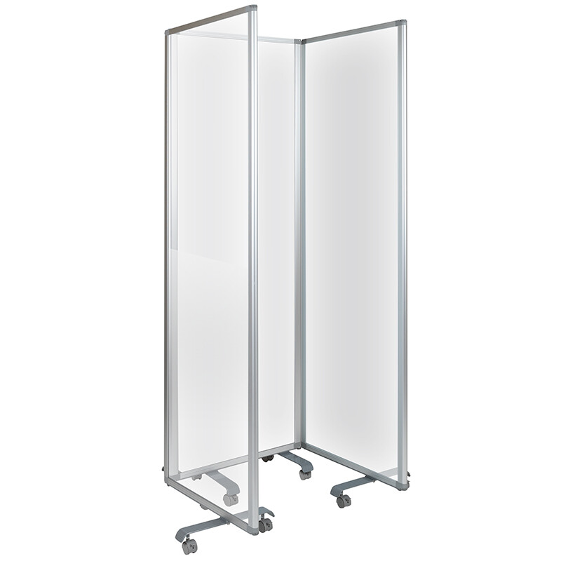 Transparent Acrylic Mobile Partition with Lockable Casters 3 sizes 1-3 sections